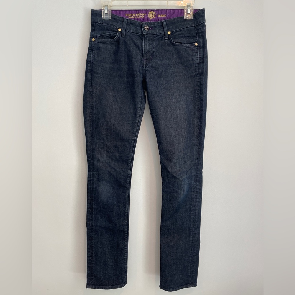 Rich & Skinny slim fit indigo denim jeans designer low waist women’s size 26